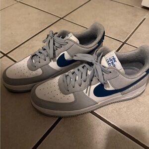 Nike Air Force 1 Gray and Blue Shoes